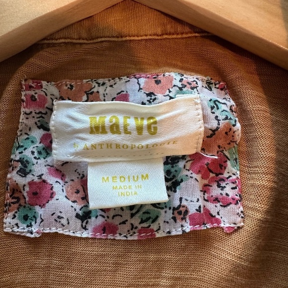 Anthropologie Tan Button-Up Women's Top - Picture 5 of 6